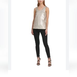 DKNY Reversible Sequin Top (S, Gold)